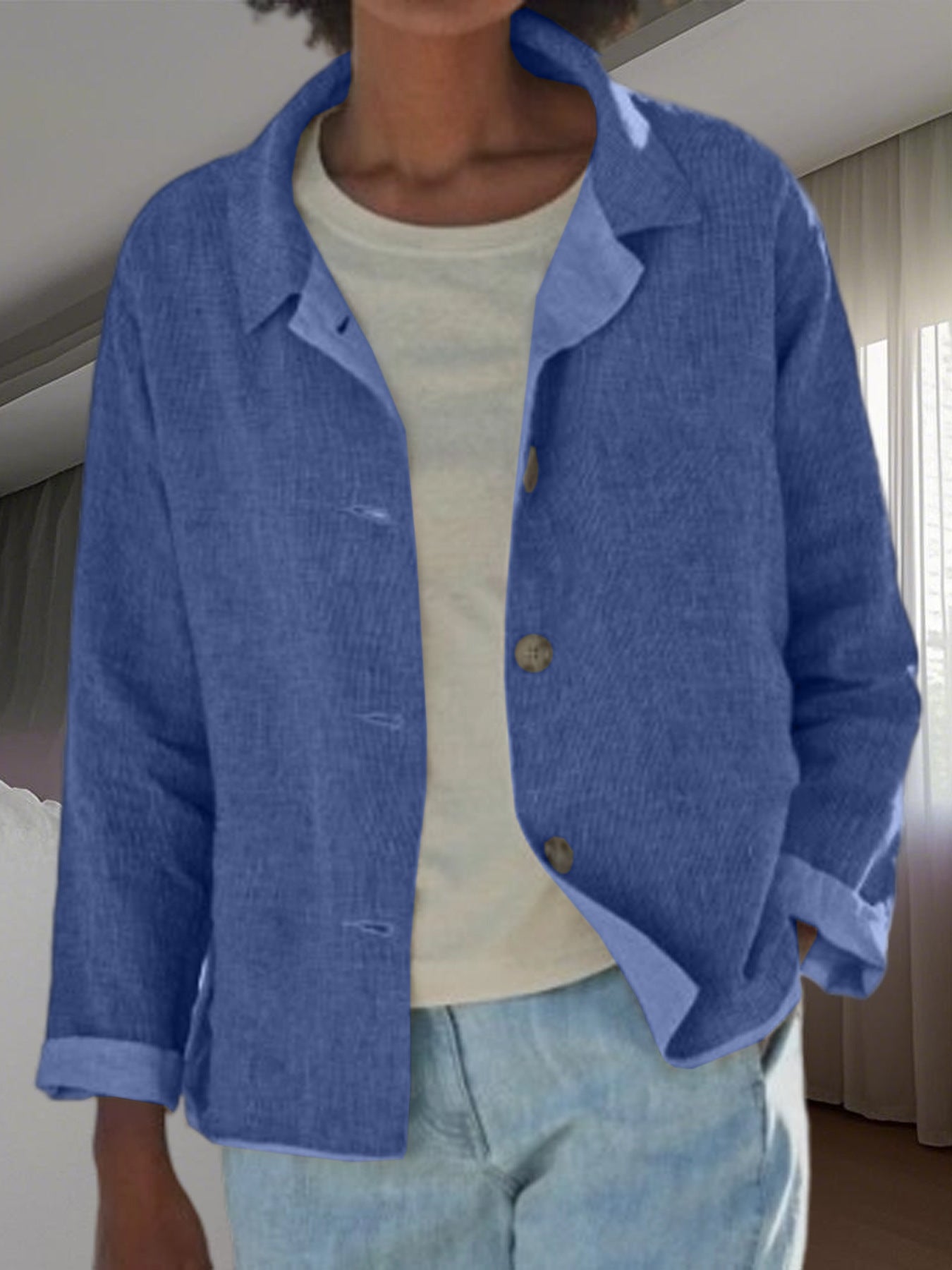 Damen Leichte Überwurfjacke mit strukturiertem Wmuster