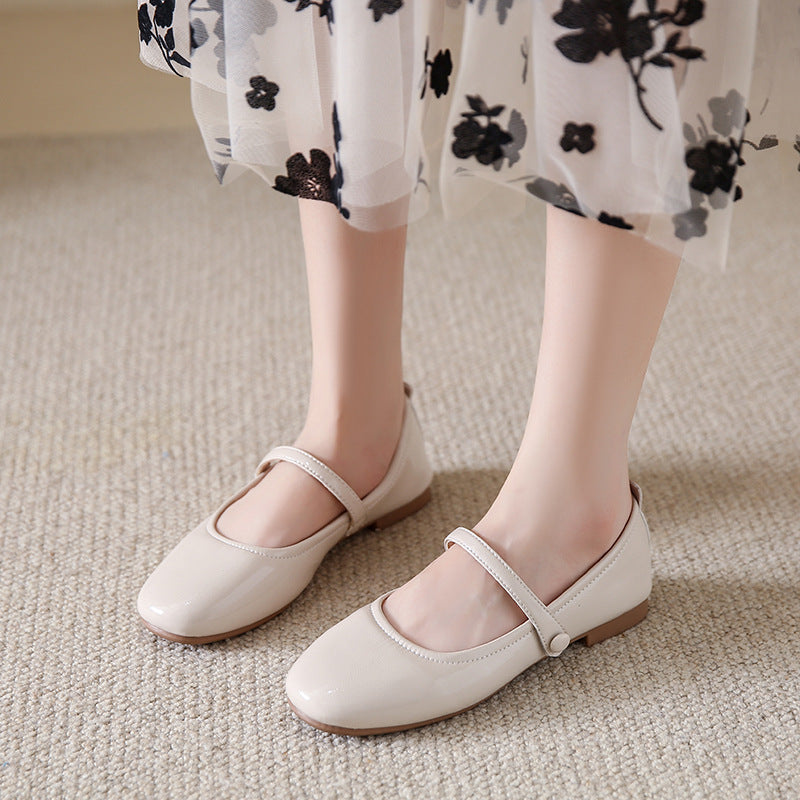 Damen Ballerina-Schuhe mit elegantem Riemen und schimmerndem Obermaterial R&B