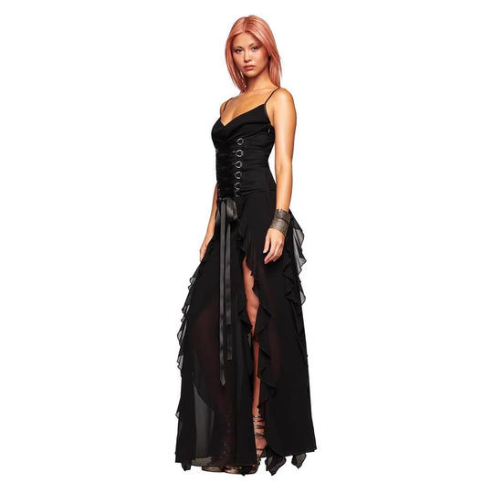Damen Elegantes Wickelkleid mit Rüschen und Schnürdetails R&B