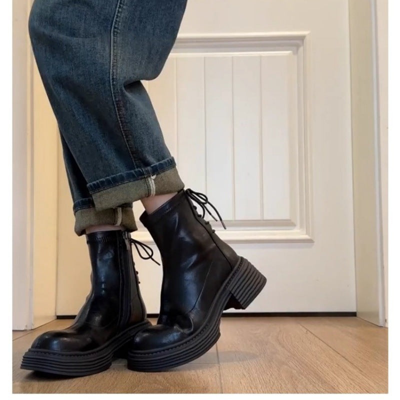 Damen Stiefeletten mit komfortablem Plateau und modischem Schnürdesign R&B