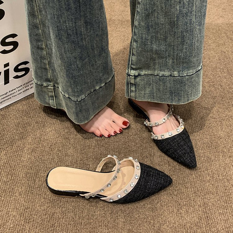 Damen elegante Mules mit funkelnden Strassdetails R&B