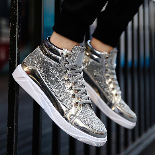 Damen Hochglänzende Sneaker mit glitzerndem Obermaterial und rutschfester Sohle R&B