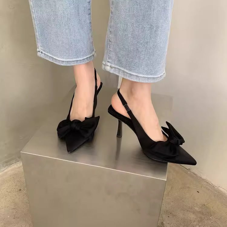 Damen Slingback High Heel Sandalen mit zierlichem Schleifendetail R&B