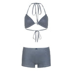 Damen trendiges Bikini-Set mit tieferem Ausschnitt und verstellbaren Trägern R&B