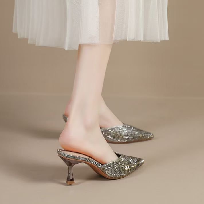 Damen schicke Slingback-Pumps mit funkelndem Strass R&B