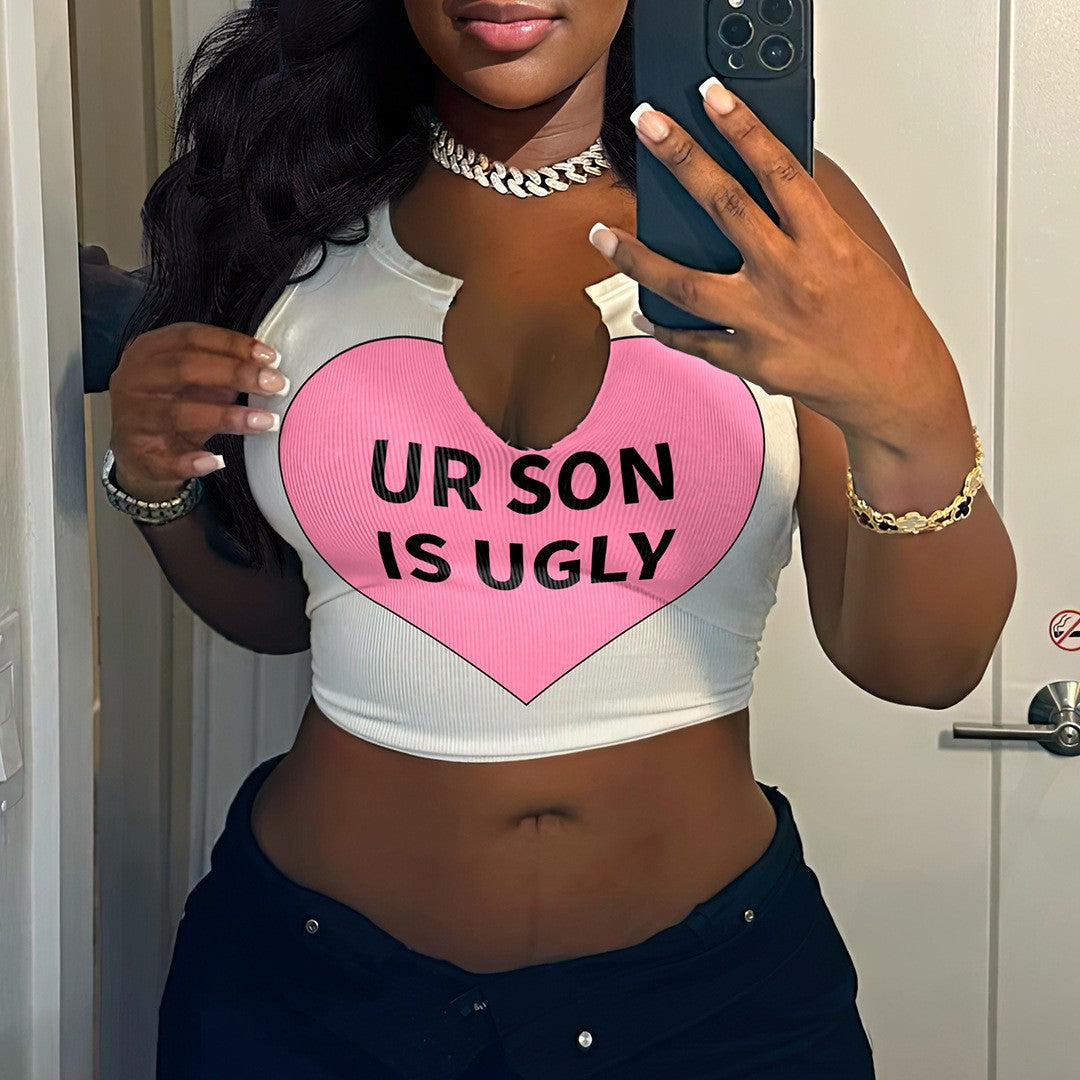 Damen Crop-Top mit auffälligem Schriftzug und lockerer Passform R&B
