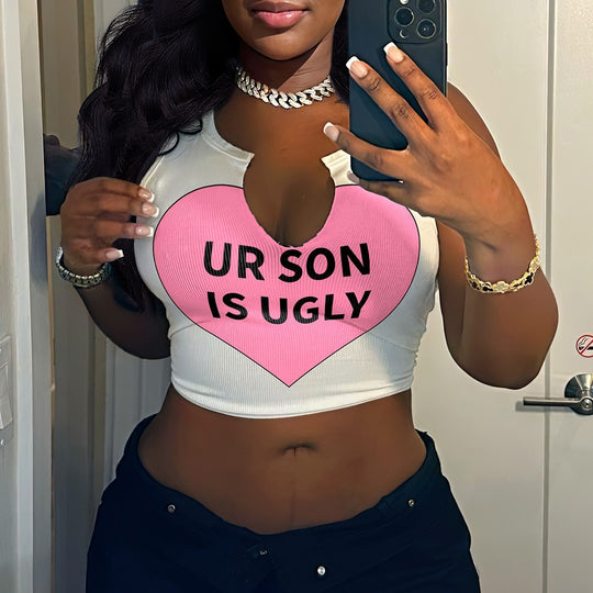 Damen Crop-Top mit auffälligem Schriftzug und lockerer Passform R&B