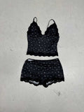 Damen Nachtwäsche-Set mit zarten Spitzenakzenten und verspieltem Blumenmuster R&B