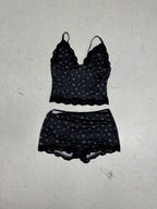 Damen Nachtwäsche-Set mit zarten Spitzenakzenten und verspieltem Blumenmuster R&B