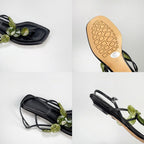 Damen elegante Zehentrenner-Sandalen mit zierlichem Blätter-Design R&B