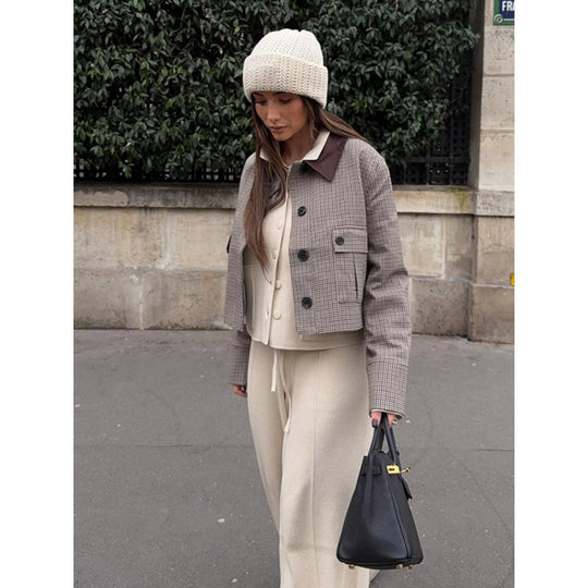 Damen elegante Karo-Jacke R&B