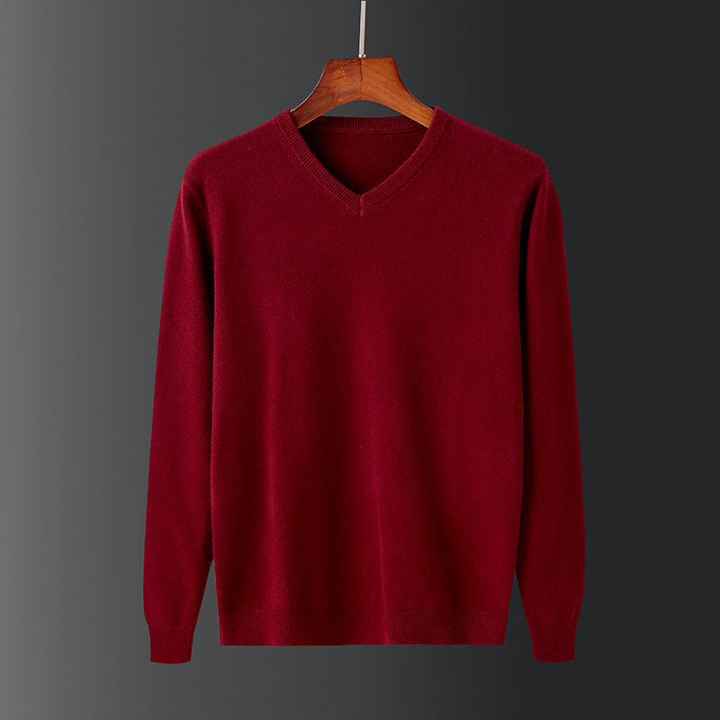 Herren eleganter V-Ausschnitt Pullover aus feiner Wolle R&B