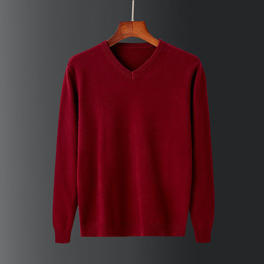 Herren eleganter V-Ausschnitt Pullover aus feiner Wolle R&B