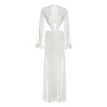 Damen Maxikleid mit raffinierten Drapierungen und tiefem V-Ausschnitt R&B