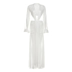 Damen Maxikleid mit raffinierten Drapierungen und tiefem V-Ausschnitt R&B