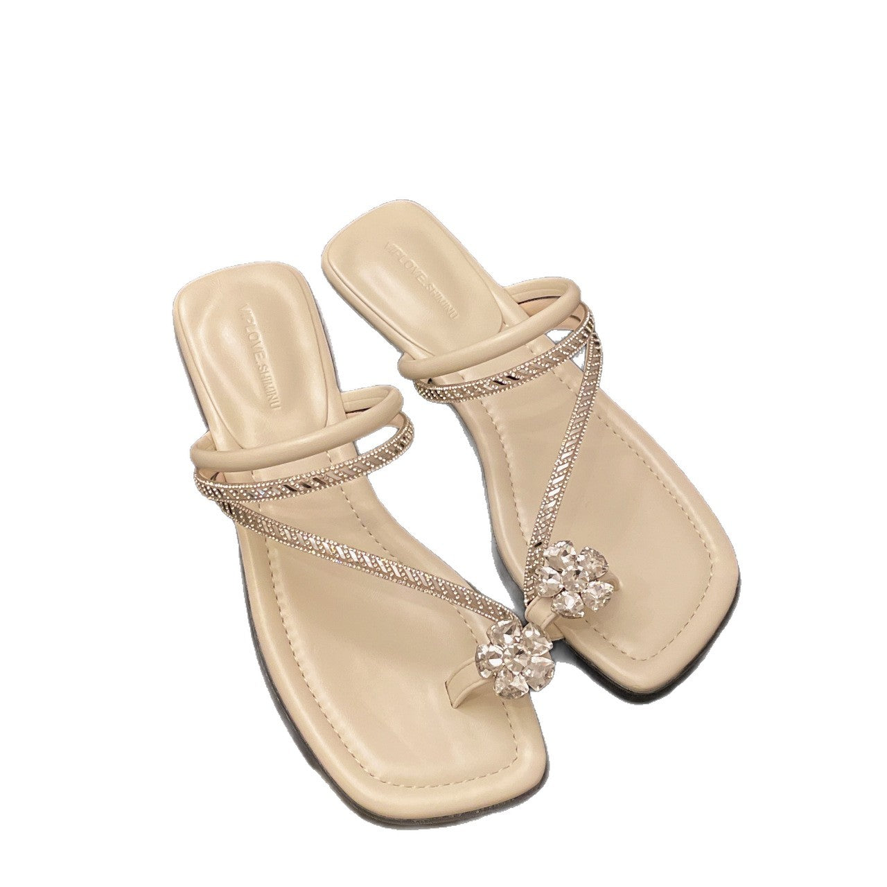 Damen Glamouröse Flip-Flops mit funkelndem Strass und elegantem Riemendesign EB