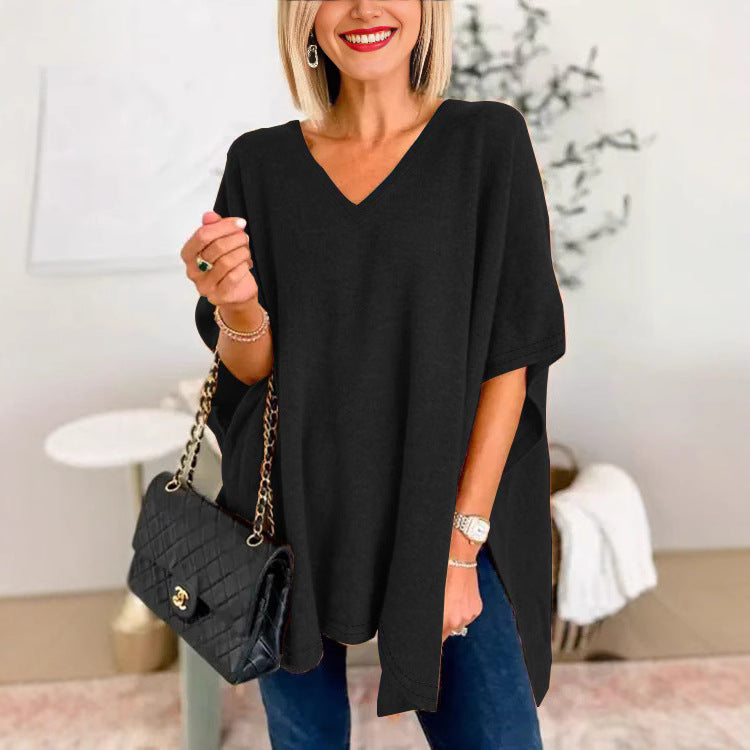 Damen V-Ausschnitt Oversized-Tunika R&B