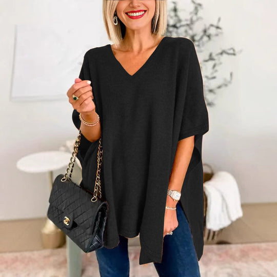 Damen V-Ausschnitt Oversized-Tunika R&B