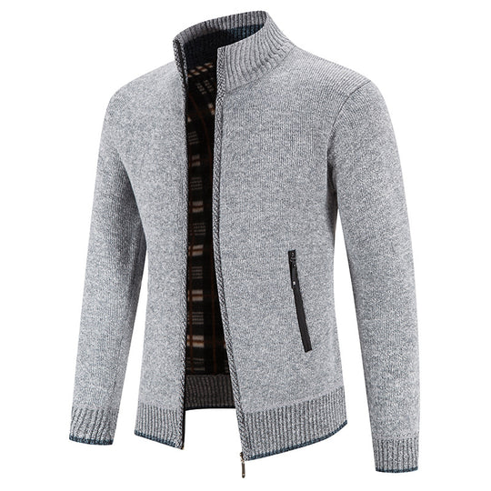 Herren Strickjacke mit hohem Kragen und praktischen Reißverschlusstaschen R&B