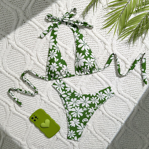 Damen Triangel-Bikini mit verspieltem Blumendesign R&B