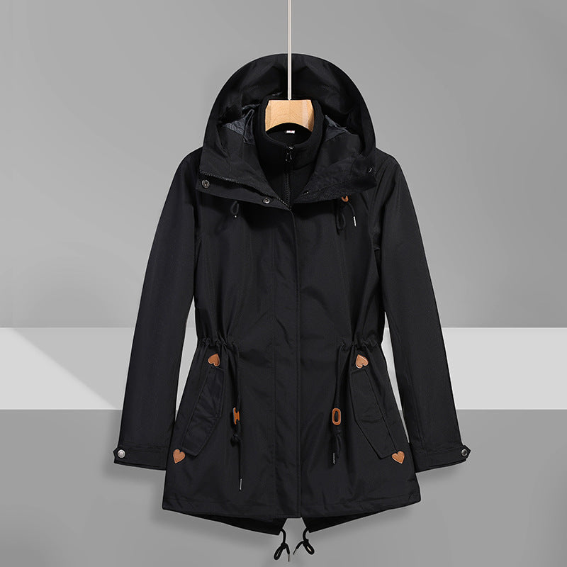 Damen wasserfeste Übergangsjacke mit verstellbarem Kapuzensystem und praktischen Taschen R&B