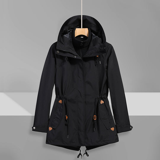 Damen wasserfeste Übergangsjacke mit verstellbarem Kapuzensystem und praktischen Taschen R&B