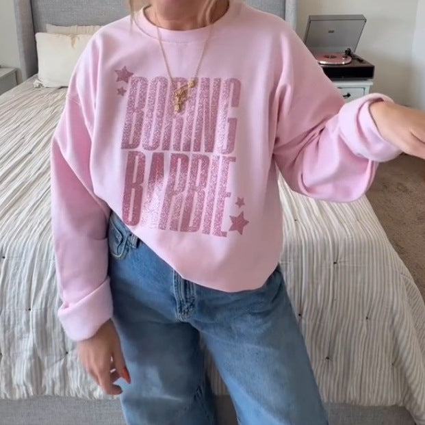 Damen nan glitzerndes Rundhals-Sweatshirt mit Statement-Print und angerauter Innenseite R&B