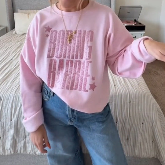 Damen nan glitzerndes Rundhals-Sweatshirt mit Statement-Print und angerauter Innenseite R&B