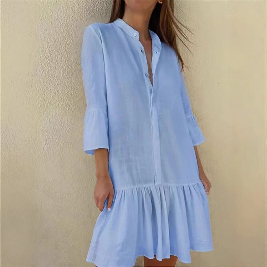 Damen Hemdkleid mit Rüschen R&B