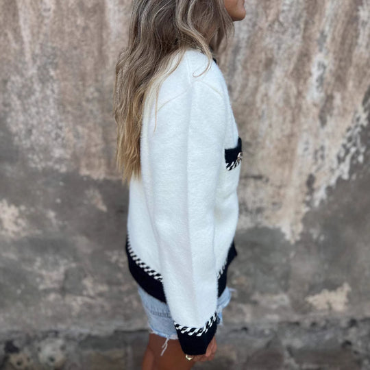 Damen Kuschelige Jacke mit eleganten Kontrastdetails R&B