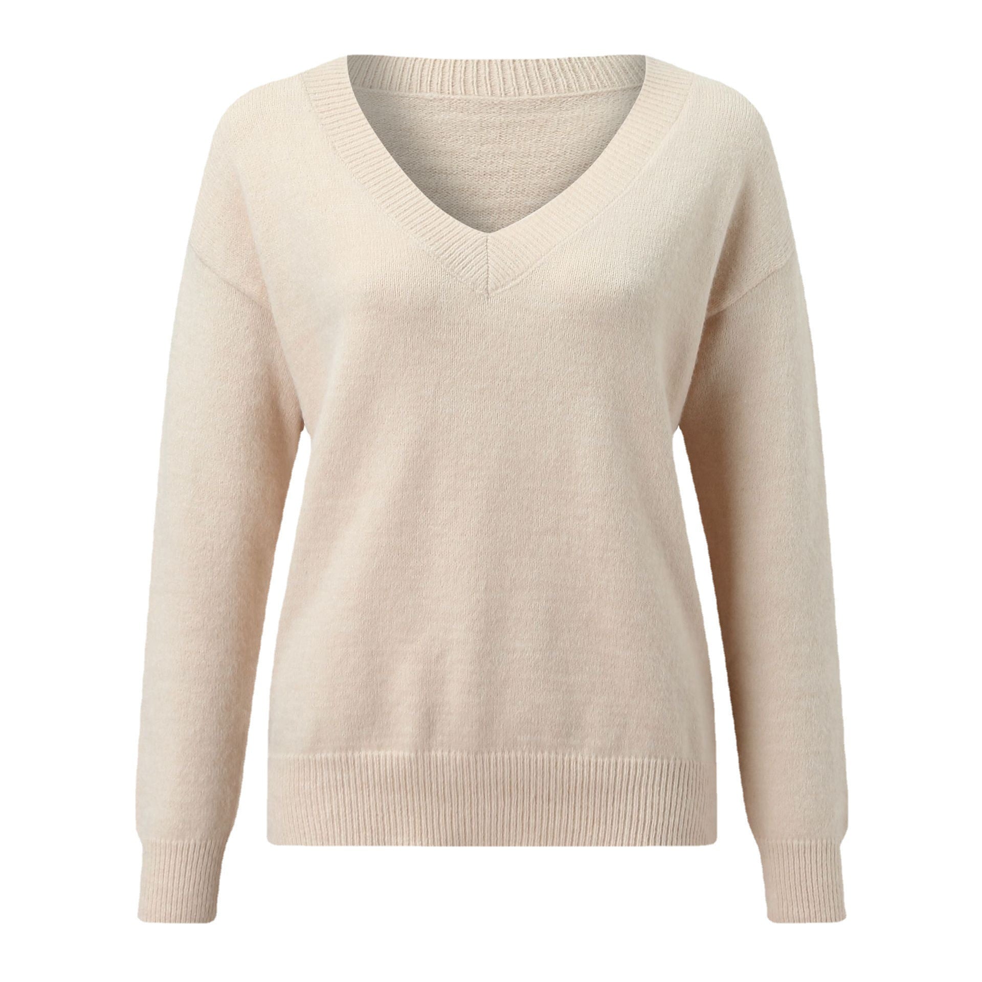 Damen eleganter V-Ausschnitt Pullover aus weichem Material mit überschnittenen Schultern