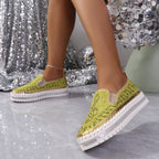 Damen Slip-On Sneakers mit funkelndem Strass