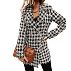 Damen gestreifter Blazer mit schmalem Schnitt und Schulterpolstern R&B