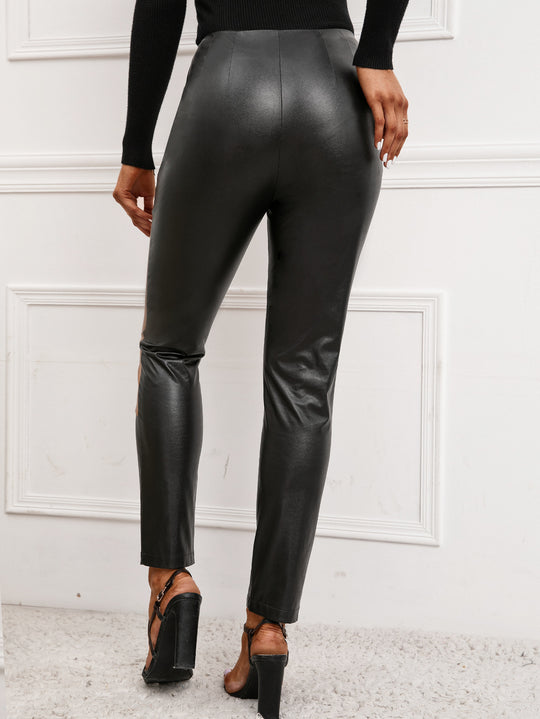 Damen Hochwertige Kunstlederhose R&B