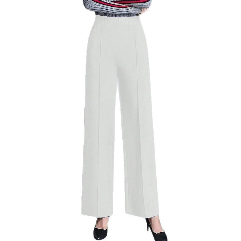 Damen Weite High-Waist Stoffhose mit eleganten Falten