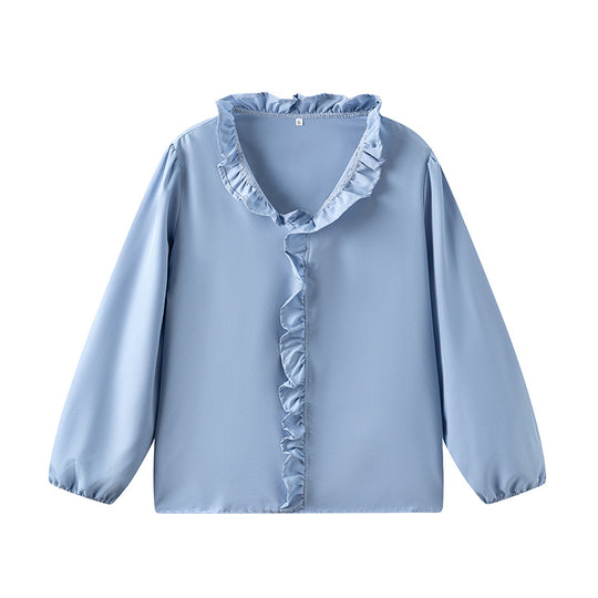 Damen Bluse mit Rüschendetails und elegantem Stehkragen R&B