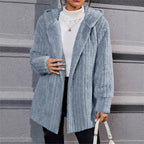 Damen lässige Fleecejacke mit strukturiertem Design und Kapuze