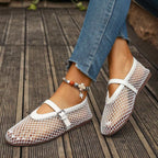 Damen elegante Freizeitschuhe mit Netzdesign und verstellbarem Riemen R&B
