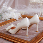 Damen Hochwertige Hochzeitspumps mit Perlenapplikation und raffiniertem Schleifendetail R&B