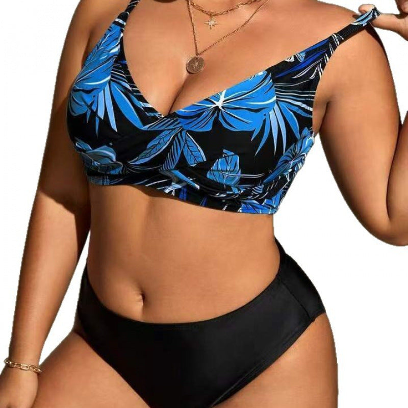 Damen Bikini-Top mit tiefem V-Ausschnitt und floralem Design R&B