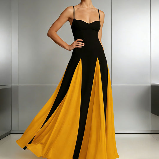 Damen Elegantes Abendkleid mit asymmetrischem Rock und zarten Trägern R&B