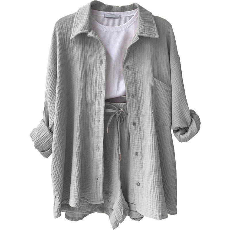 Damen lässige Oversized-Hemdjacke mit Gürtel R&B