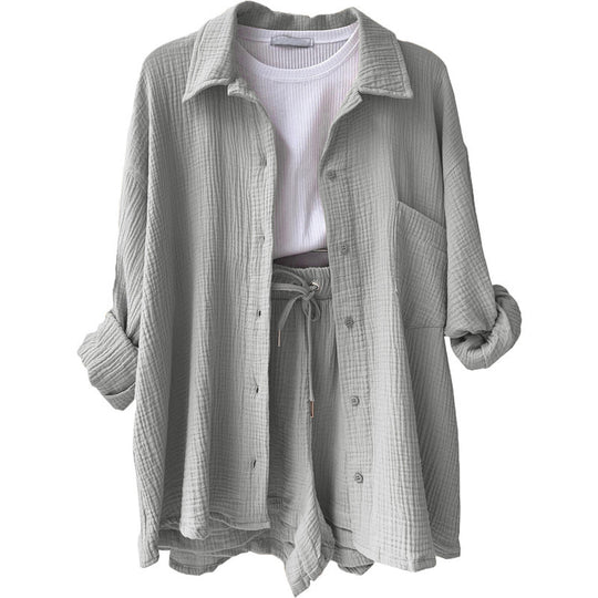 Damen lässige Oversized-Hemdjacke mit Gürtel R&B
