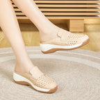 Damen Komfortable Clogs mit atmungsaktiver Lederoberfläche R&B