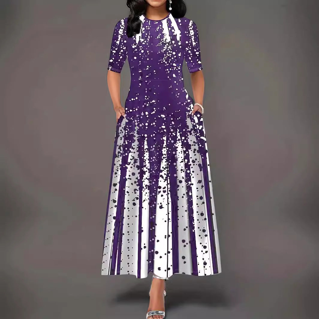 Damen Maxikleid mit kreativen Spritzmuster R&B