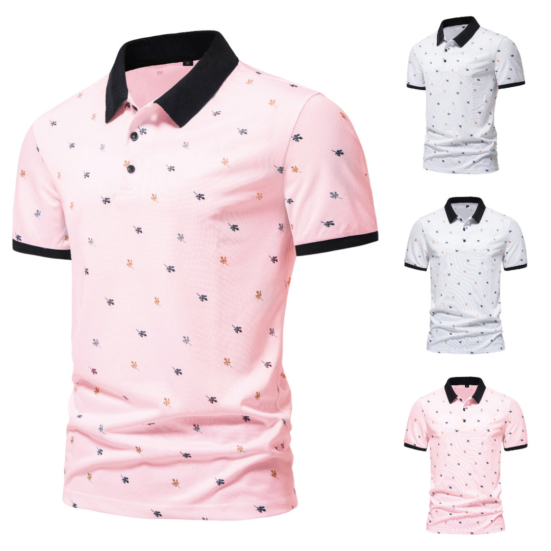 Herren Poloshirt mit einzigartigem Muster und modernem Stehkragen R&B