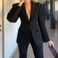 Damen Eleganter Blazer mit dramatischem V-Ausschnitt und strukturierten Ärmeln R&B