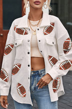 Damen Sportliche Overshirt-Jacke mit strukturierten Football-Applikationen R&B
