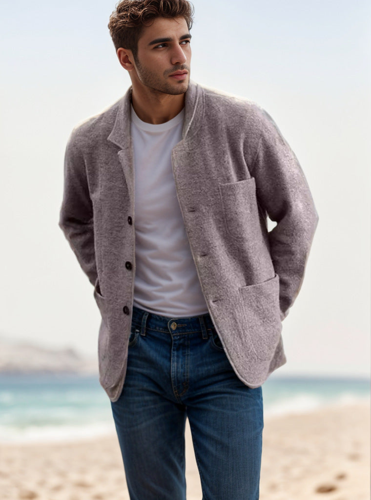 Herren Übergangsjacke aus hochwertigem Material mit stilvollem Kragen und praktischen Taschen R&B