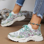 Damen Sportliche Sneaker mit floralem Muster und atmungsaktivem Obermaterial R&B